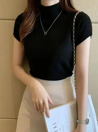Camiseta feminina de gola alta