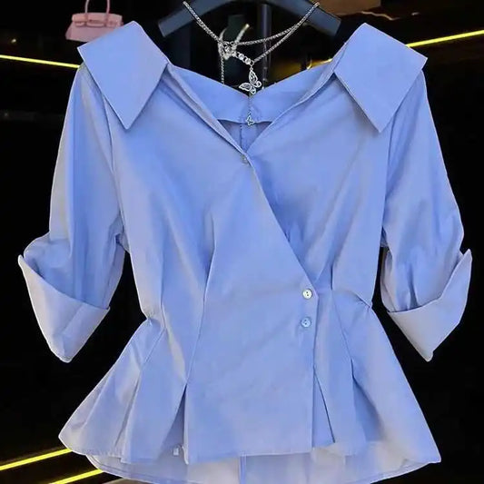 Blusa feminina plissada