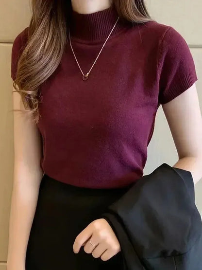 Camiseta feminina de gola alta