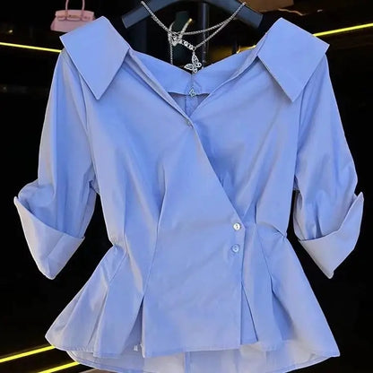 Blusa feminina plissada