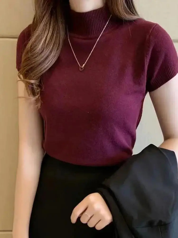 Camiseta feminina de gola alta