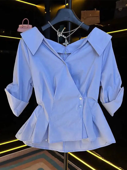 Blusa feminina plissada