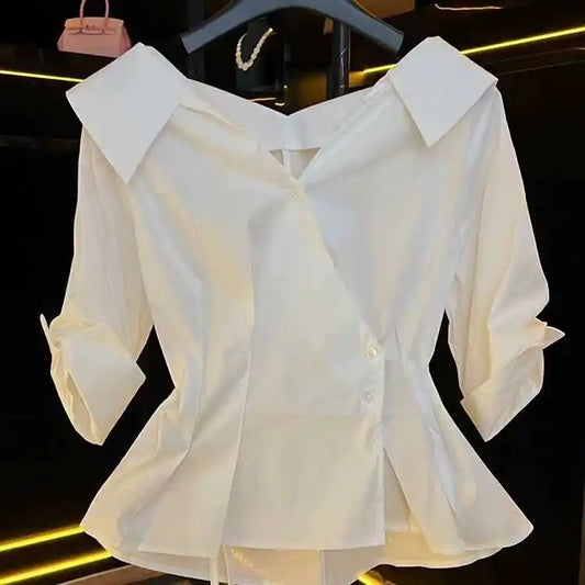 Blusa feminina plissada