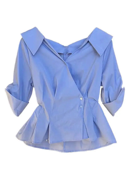 Blusa feminina plissada