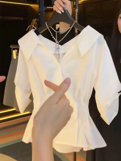 Blusa feminina plissada