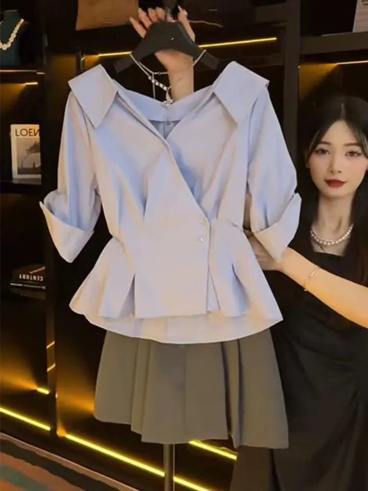 Blusa feminina plissada