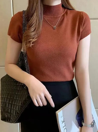 Camiseta feminina de gola alta