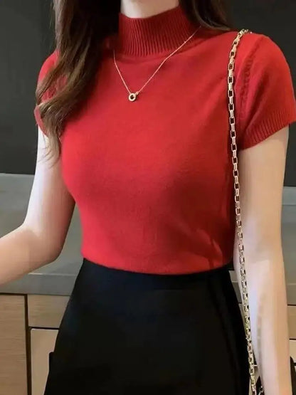 Camiseta feminina de gola alta