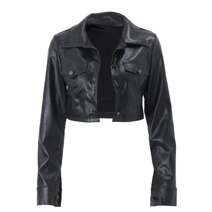 Short leather jacket