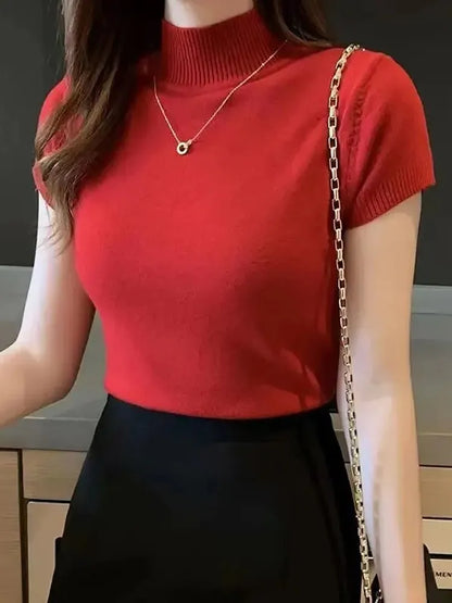 Camiseta feminina de gola alta